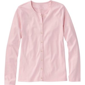 Women's Pima Cotton Tee, Long-Sleeve Crewneck Cardigan