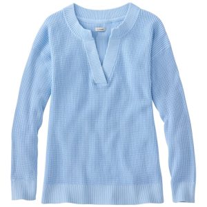 Women's Sunwashed Waffle Sweater, Splitneck