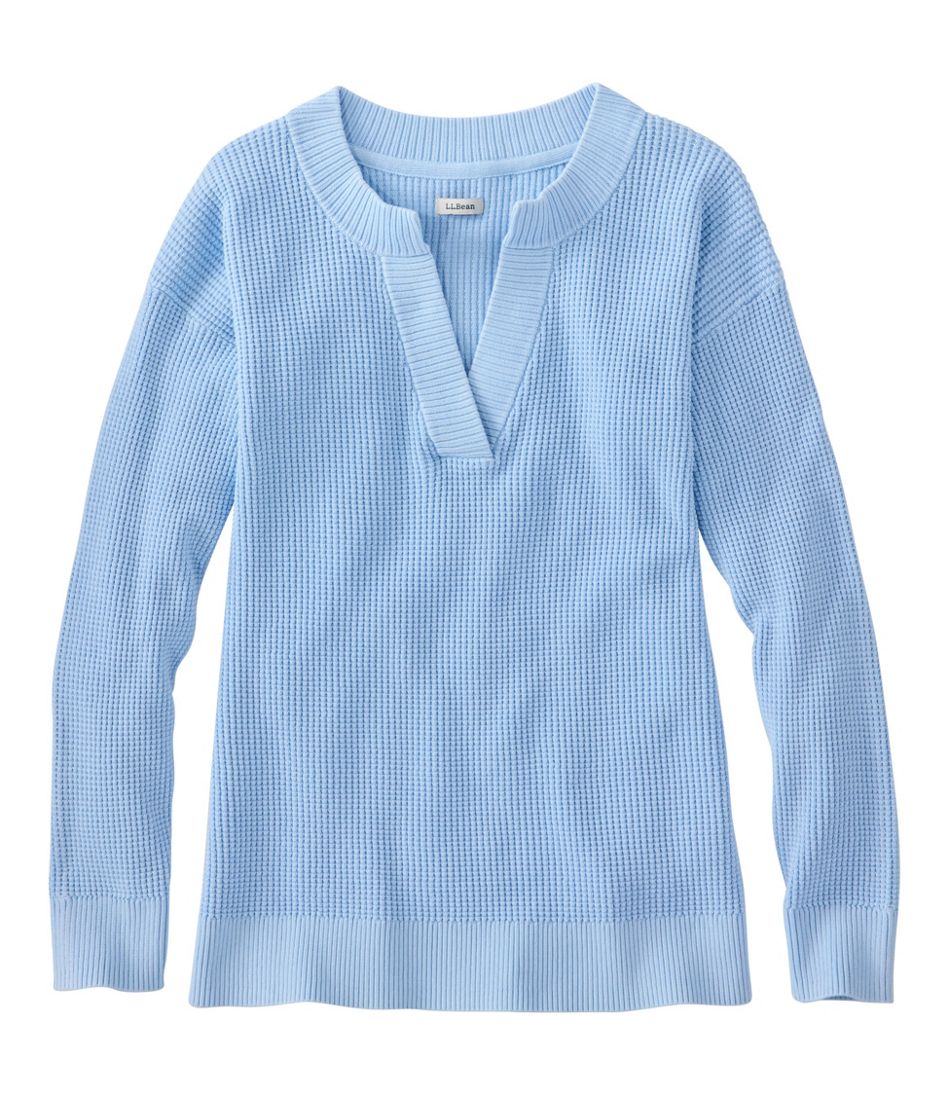 Women's Sunwashed Waffle Sweater, Splitneck