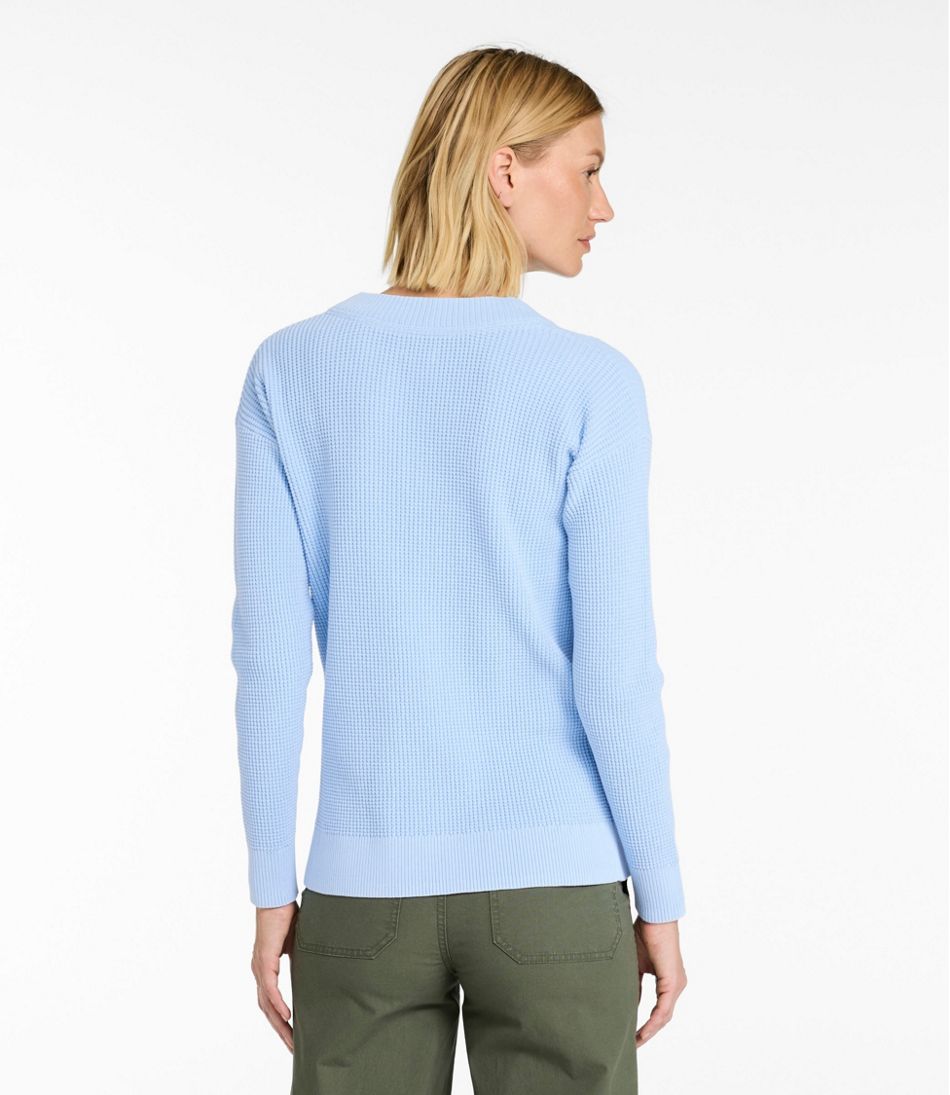 Women's Sunwashed Waffle Sweater, Splitneck - Image 3