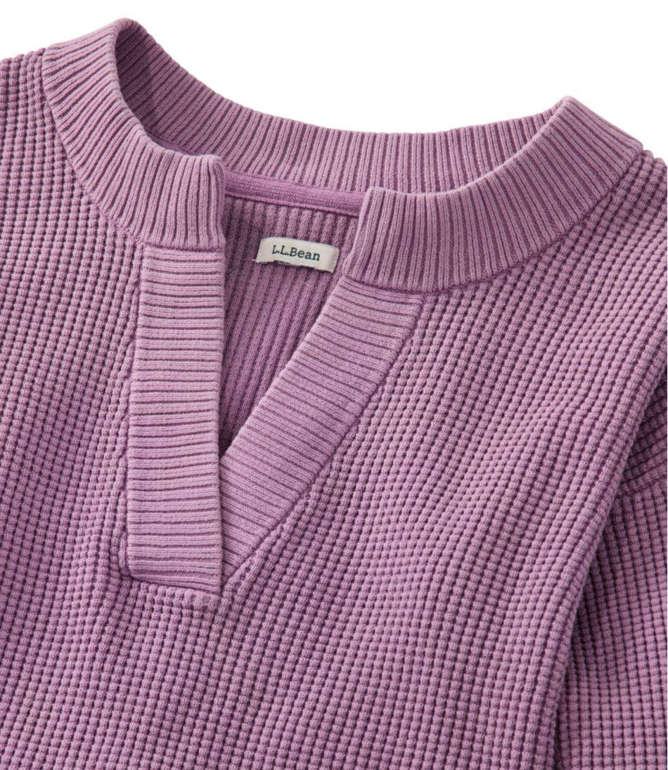 Women's Sunwashed Waffle Sweater, Splitneck - Image 4