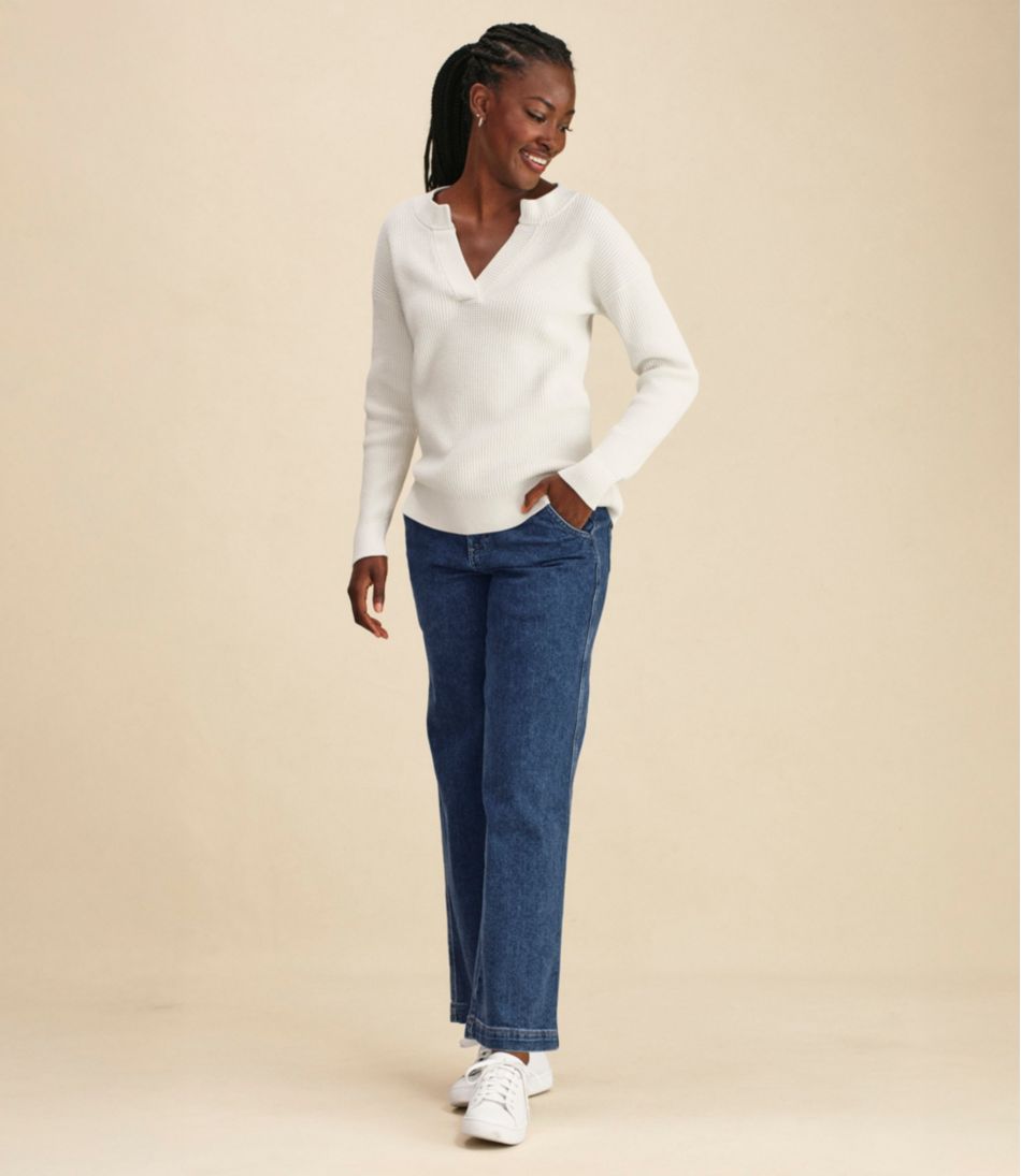 Women's Sunwashed Waffle Sweater, Splitneck - Image 7