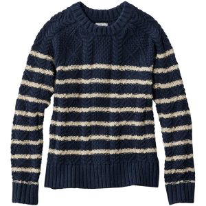 Women's Signature Cotton Fisherman Sweater, Crewneck Stripe