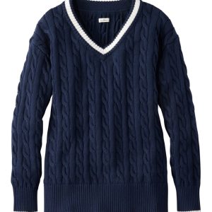 Women's The Original Double L? Sweater, Cable V-Neck