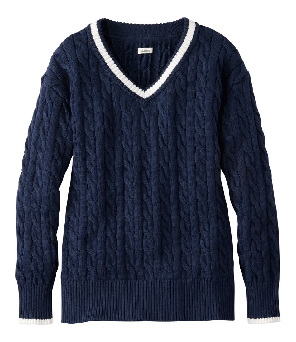 Women's The Original Double L? Sweater, Cable V-Neck