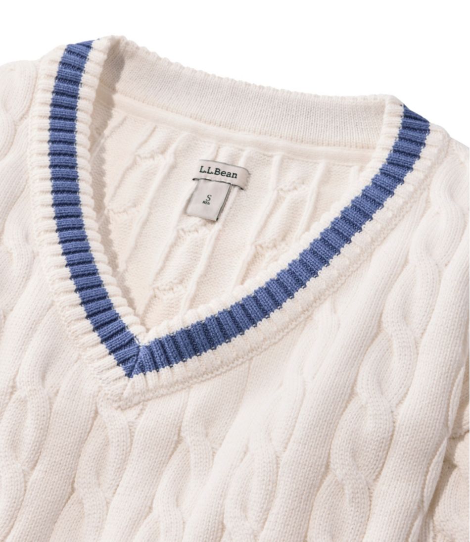 Women's The Original Double L? Sweater, Cable V-Neck - Image 4
