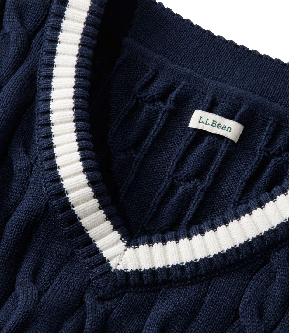 Women's The Original Double L? Sweater, Cable V-Neck - Image 5