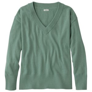 Women's Cotton/Cashmere Sweater, V-Neck
