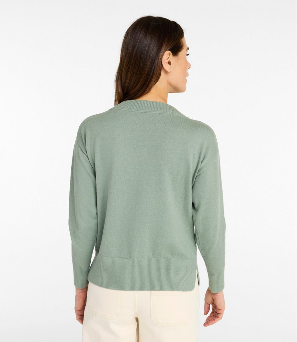 Women's Cotton/Cashmere Sweater, V-Neck - Image 3