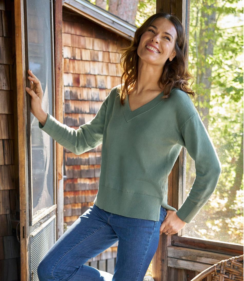 Women's Cotton/Cashmere Sweater, V-Neck - Image 6