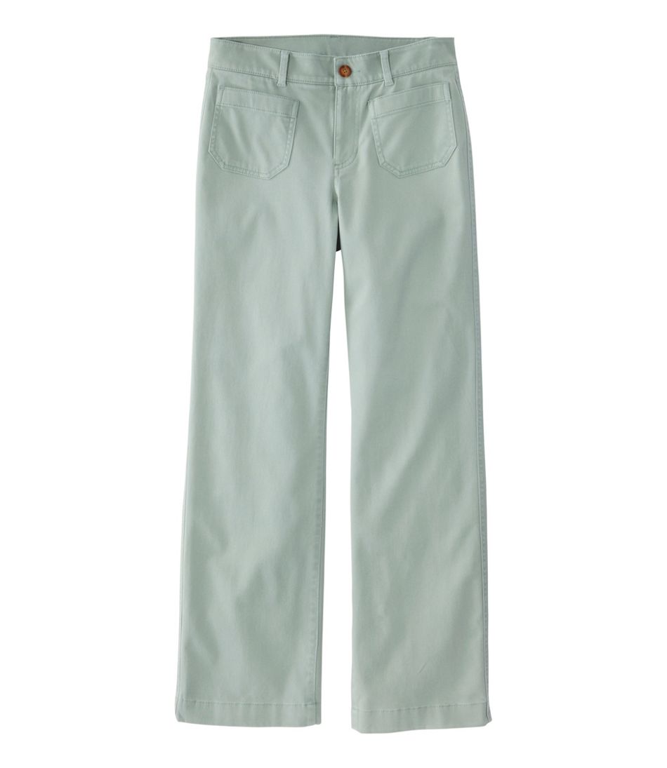 Women's Comfort Stretch Patch Pocket Pants, Mid-Rise Wide Straight-Leg Chino