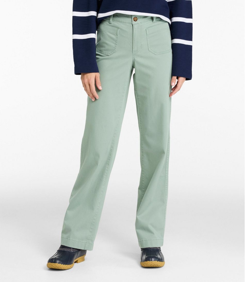 Women's Comfort Stretch Patch Pocket Pants, Mid-Rise Wide Straight-Leg Chino - Image 2