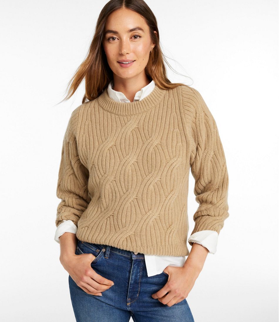 Women's Signature Premium Cashmere Cable Sweater, Crewneck - Image 2
