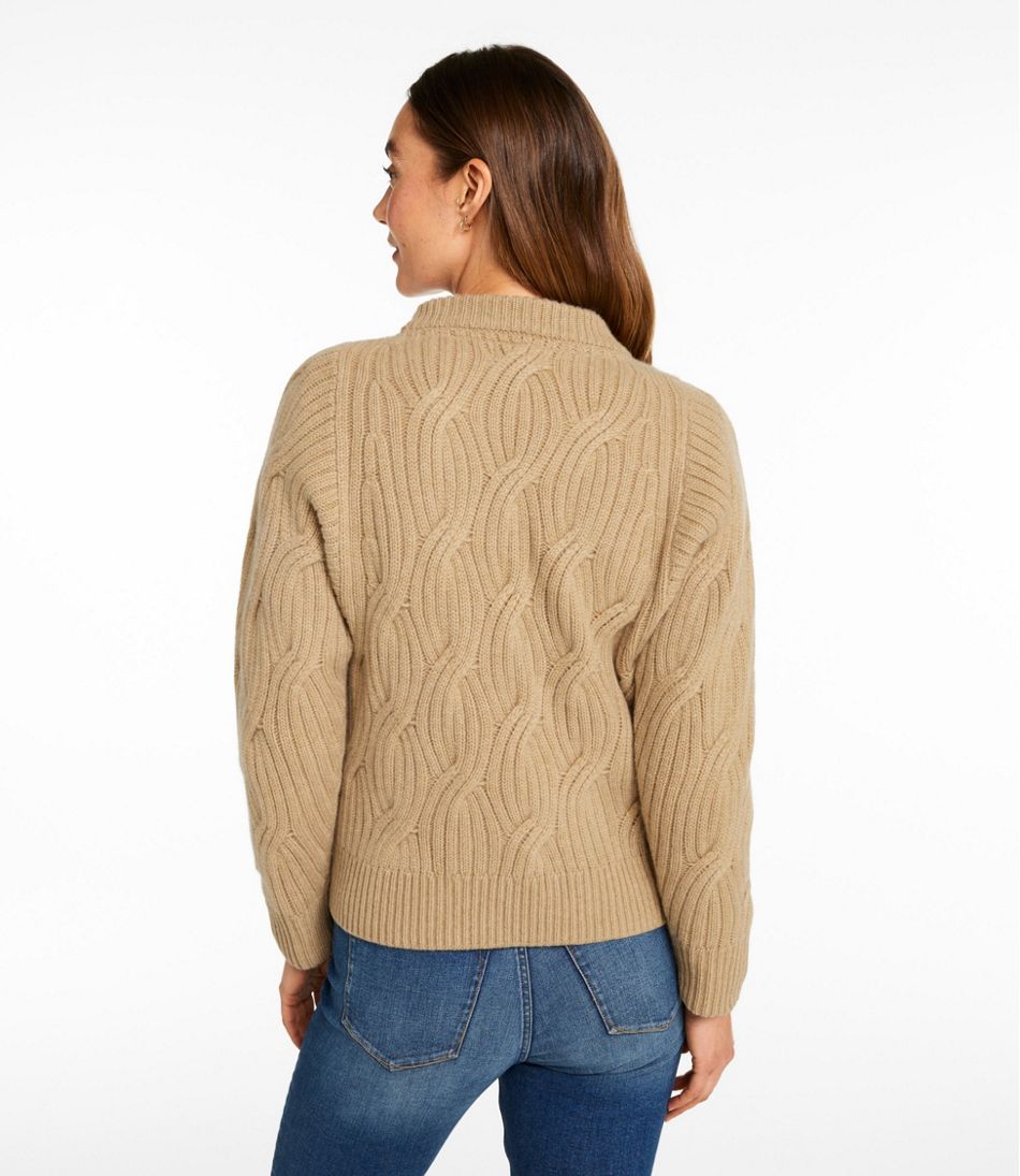 Women's Signature Premium Cashmere Cable Sweater, Crewneck - Image 3