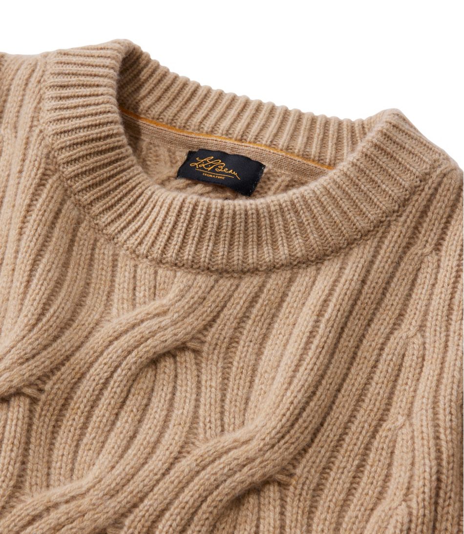 Women's Signature Premium Cashmere Cable Sweater, Crewneck - Image 4
