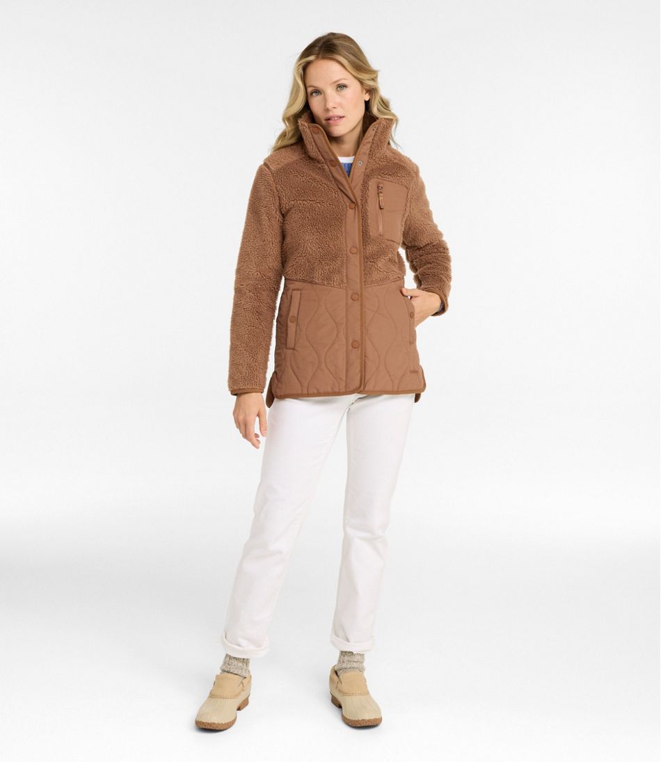 Women's Bean's Mixed Media Sherpa Fleece Jacket - Image 4