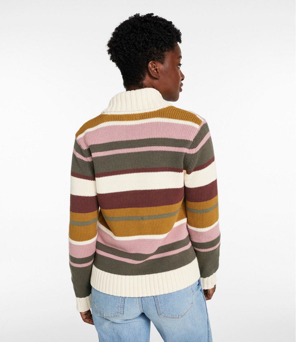 Women's Signature Original Cotton Sweater, Shawl Cardigan Stripe - Image 3