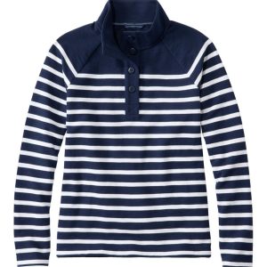 Women's Peaks Island Button Mockneck, Stripe