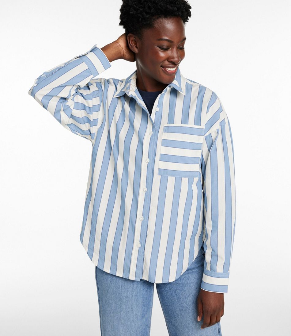 Women's Signature Premium Essential Poplin Shirt, Long-Sleeve Novelty Stripe - Image 2