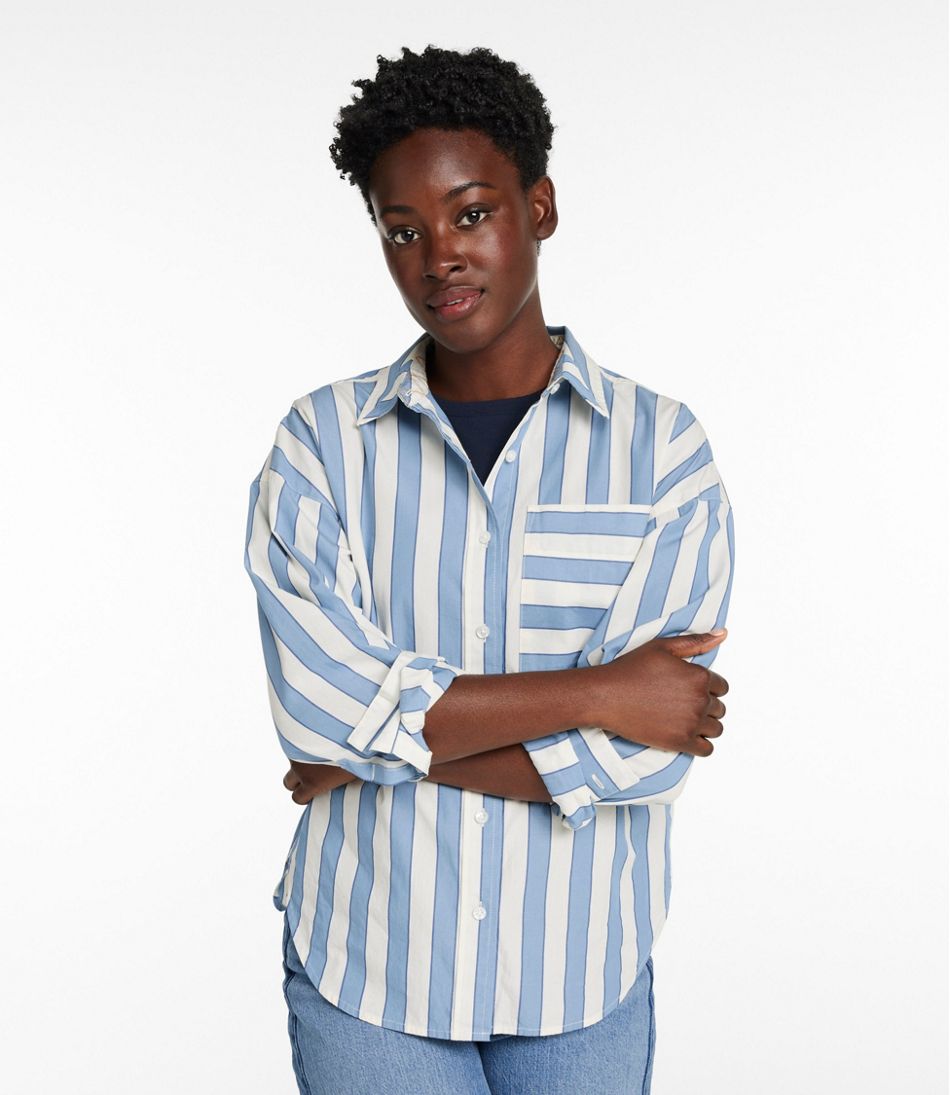 Women's Signature Premium Essential Poplin Shirt, Long-Sleeve Novelty Stripe - Image 4