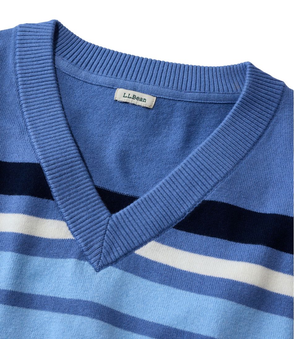 Women's Cotton/Cashmere Sweater, V-Neck Stripe - Image 4