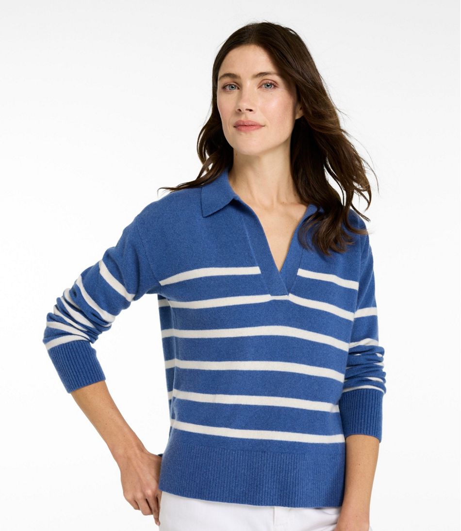 Women's Classic Cashmere Sweater, Relaxed Polo - Image 2