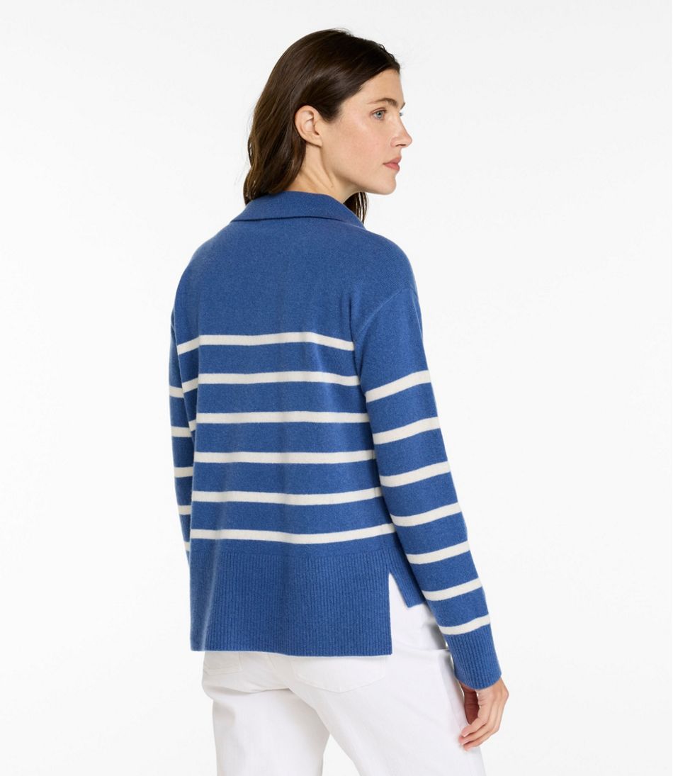 Women's Classic Cashmere Sweater, Relaxed Polo - Image 3