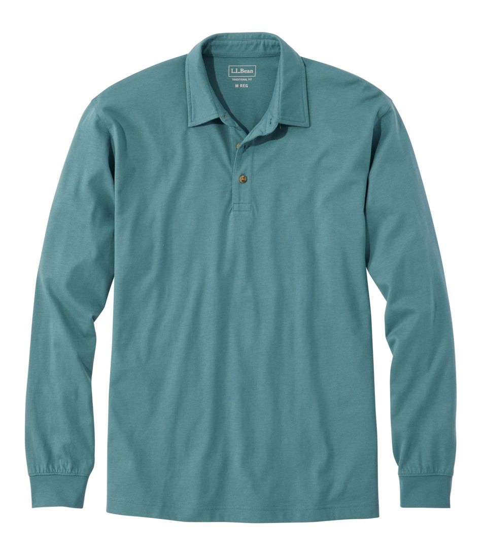Men's Carefree Unshrinkable Polo, Long-Sleeve, Without Pocket