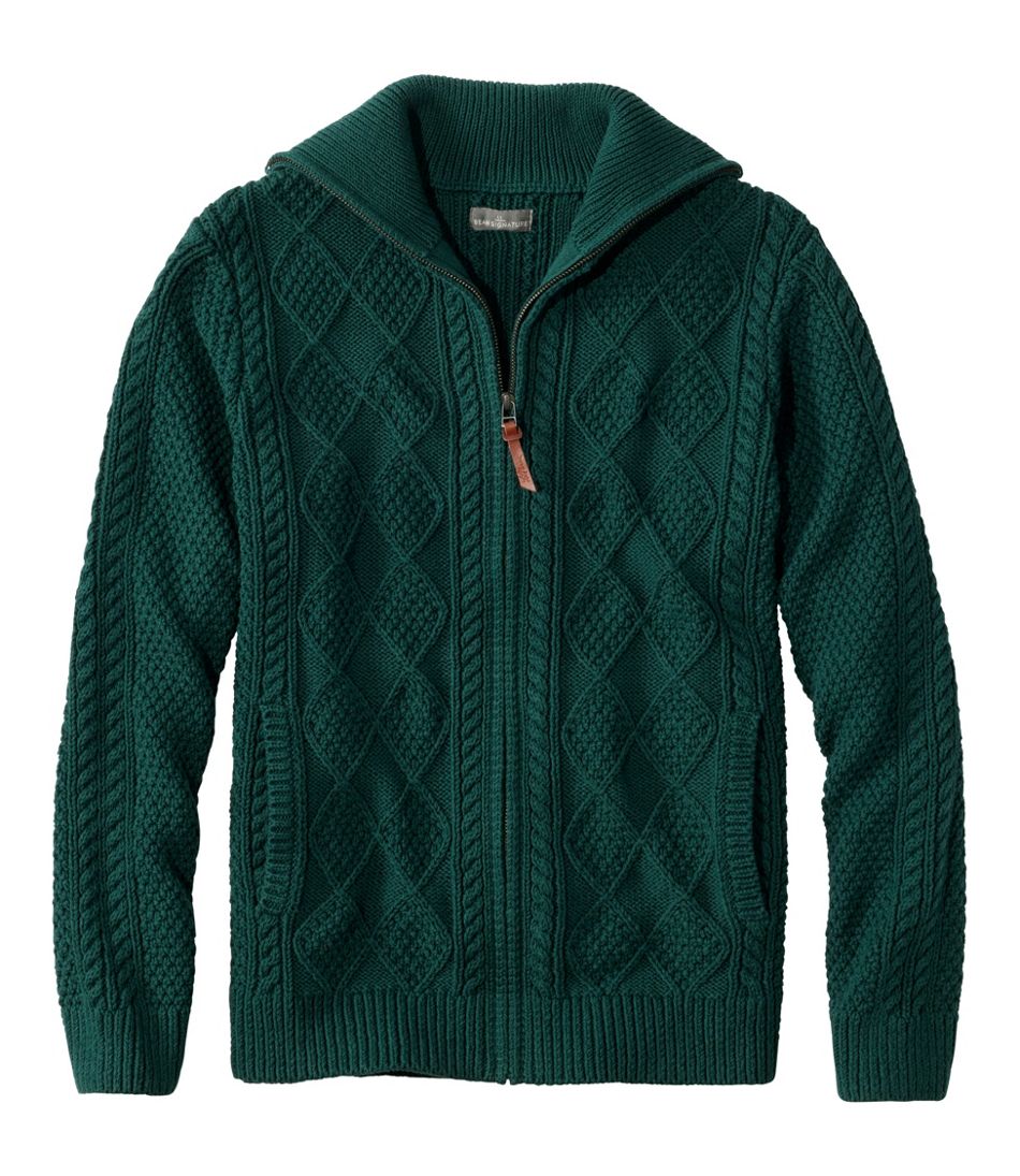 Men's Signature Cotton Fisherman Sweater, Full-Zip