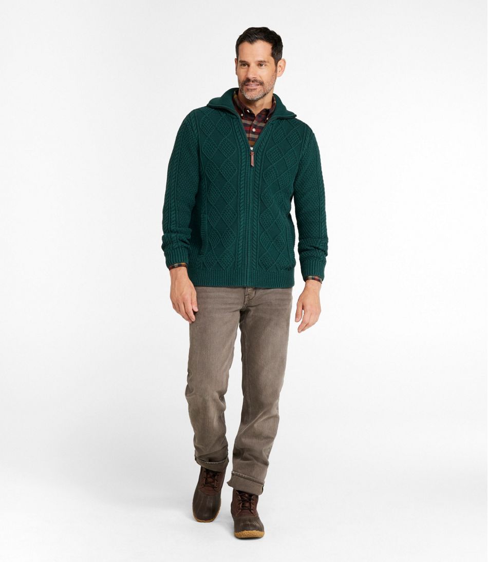 Men's Signature Cotton Fisherman Sweater, Full-Zip - Image 2