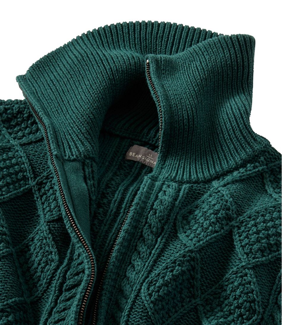 Men's Signature Cotton Fisherman Sweater, Full-Zip - Image 6