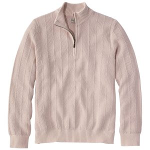 Men's Sunwashed Textured Cotton Sweater, Herringbone 1/4 Zip