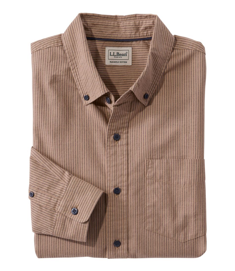 Men's Sunwashed Oxford Shirt, Slightly Fitted Untucked Fit, Stripe