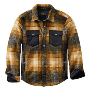 Men's Signature Mixed Media Fleece Shirt Jacket, Plaid