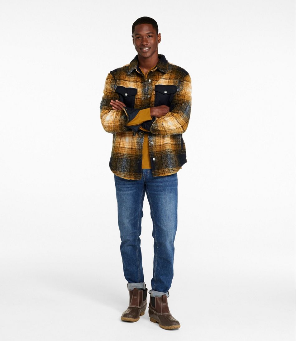 Men's Signature Mixed Media Fleece Shirt Jacket, Plaid - Image 2
