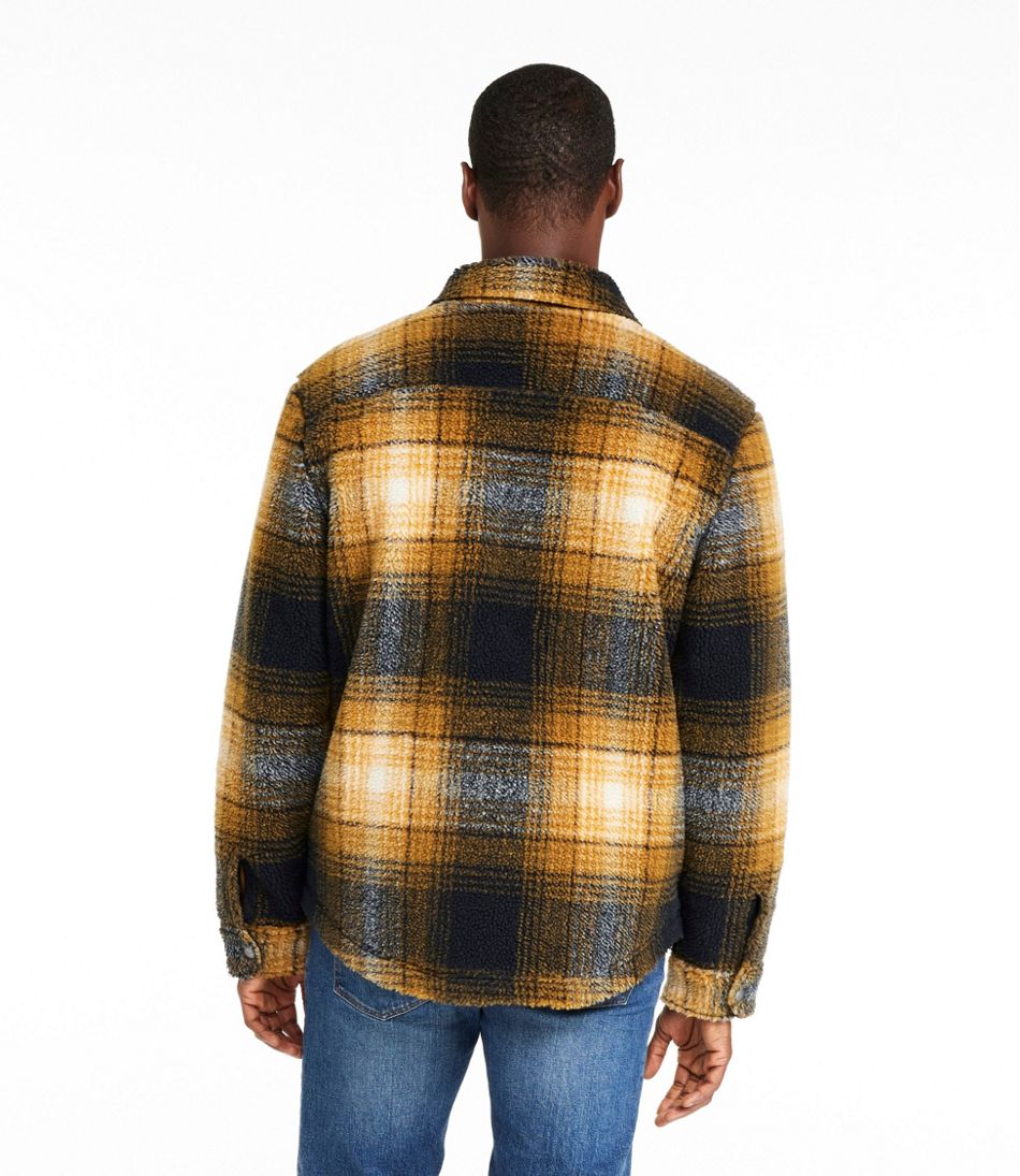Men's Signature Mixed Media Fleece Shirt Jacket, Plaid - Image 3
