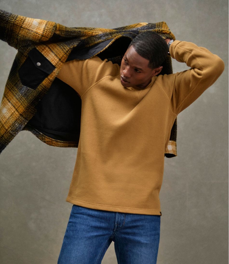 Men's Signature Mixed Media Fleece Shirt Jacket, Plaid - Image 7