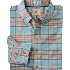 Men's Sunwashed Oxford Shirt, Slightly Fitted Untucked Fit, Plaid