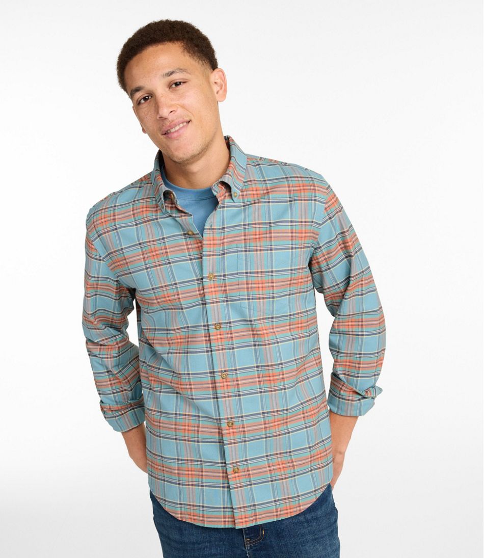 Men's Sunwashed Oxford Shirt, Slightly Fitted Untucked Fit, Plaid - Image 2