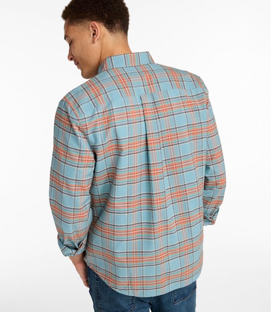 Men's Sunwashed Oxford Shirt, Slightly Fitted Untucked Fit, Plaid - Image 3