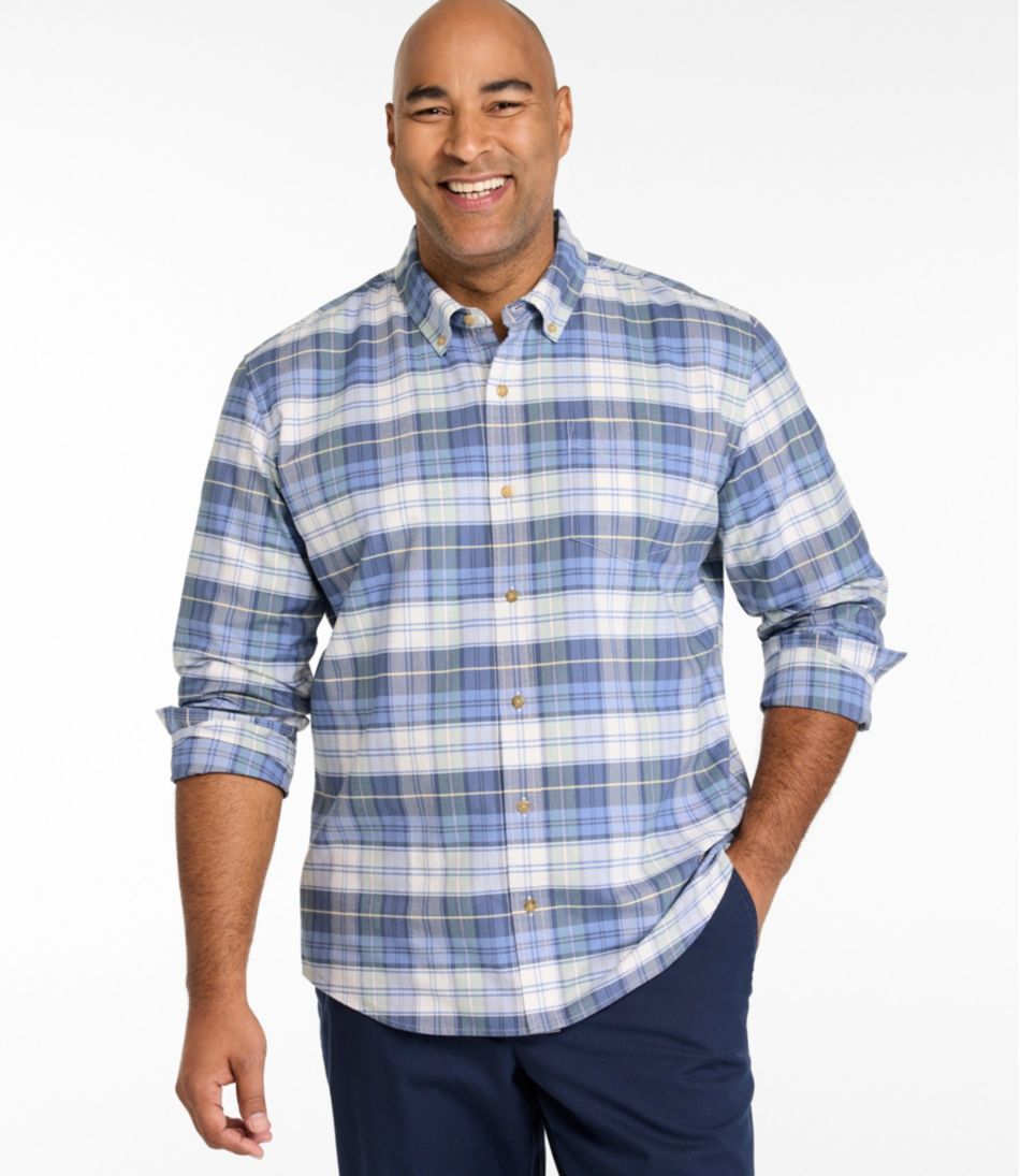 Men's Sunwashed Oxford Shirt, Slightly Fitted Untucked Fit, Plaid - Image 4