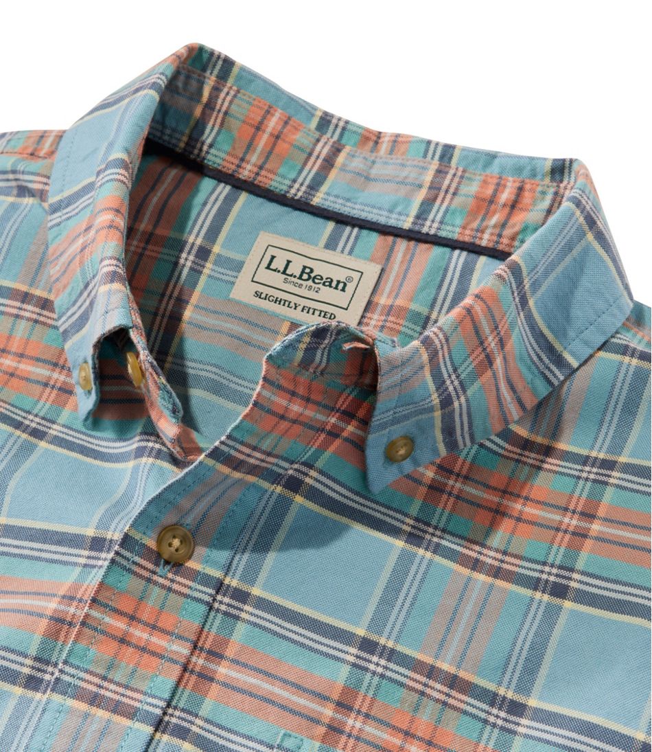 Men's Sunwashed Oxford Shirt, Slightly Fitted Untucked Fit, Plaid - Image 6
