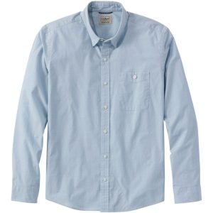 Men's Comfort Stretch Performance? Chambray Shirt, Long-Sleeve, Slightly Fitted Untucked Fit