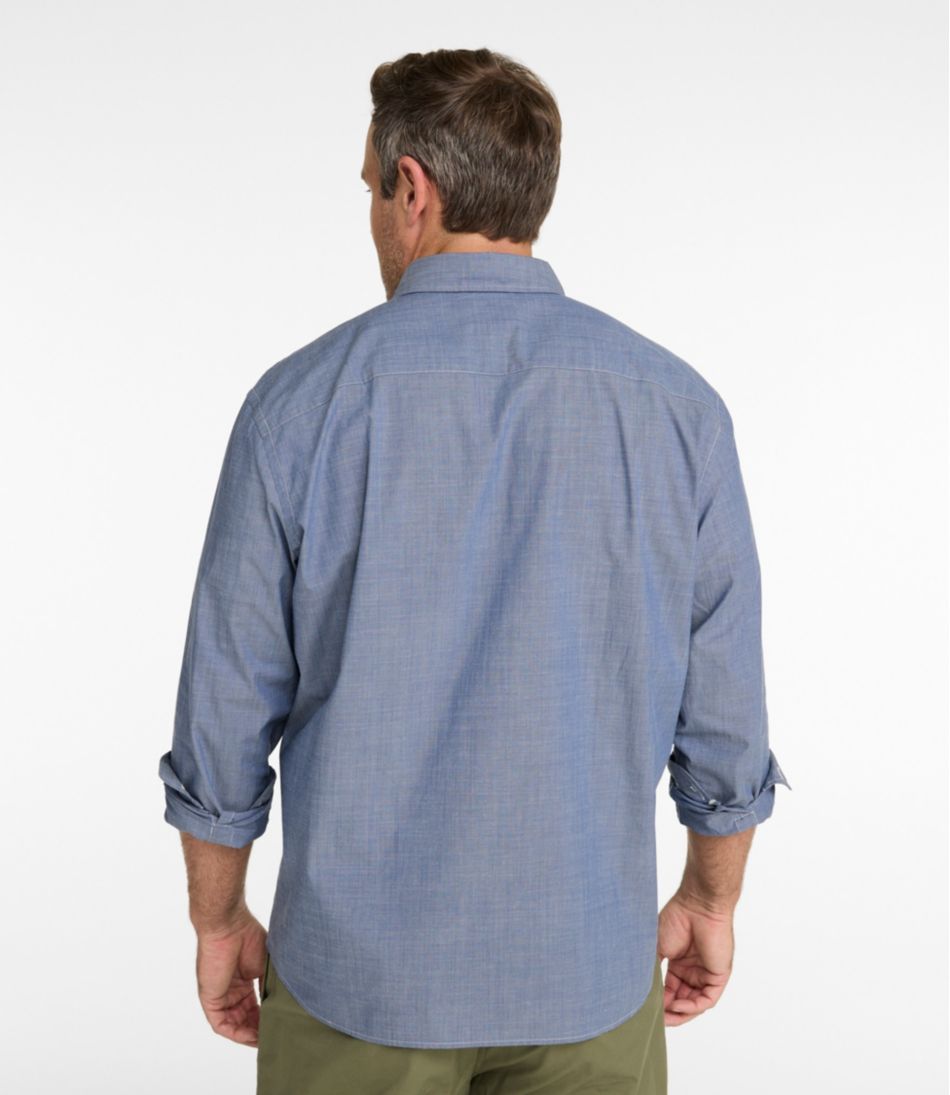 Men's Comfort Stretch Performance? Chambray Shirt, Long-Sleeve, Slightly Fitted Untucked Fit - Image 5