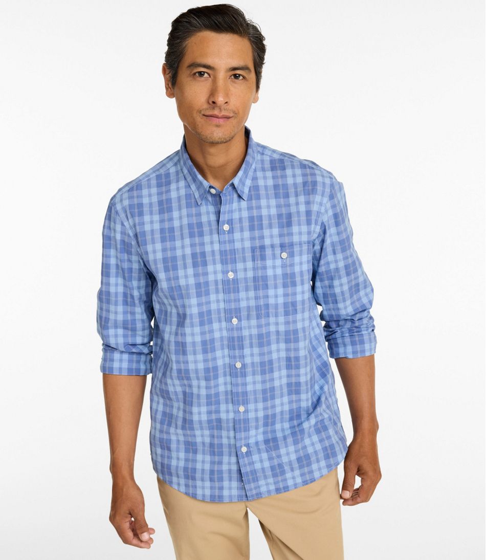 Men's Comfort Stretch Performance? Chambray Shirt, Long-Sleeve, Slightly Fitted Untucked Fit, Plaid - Image 2