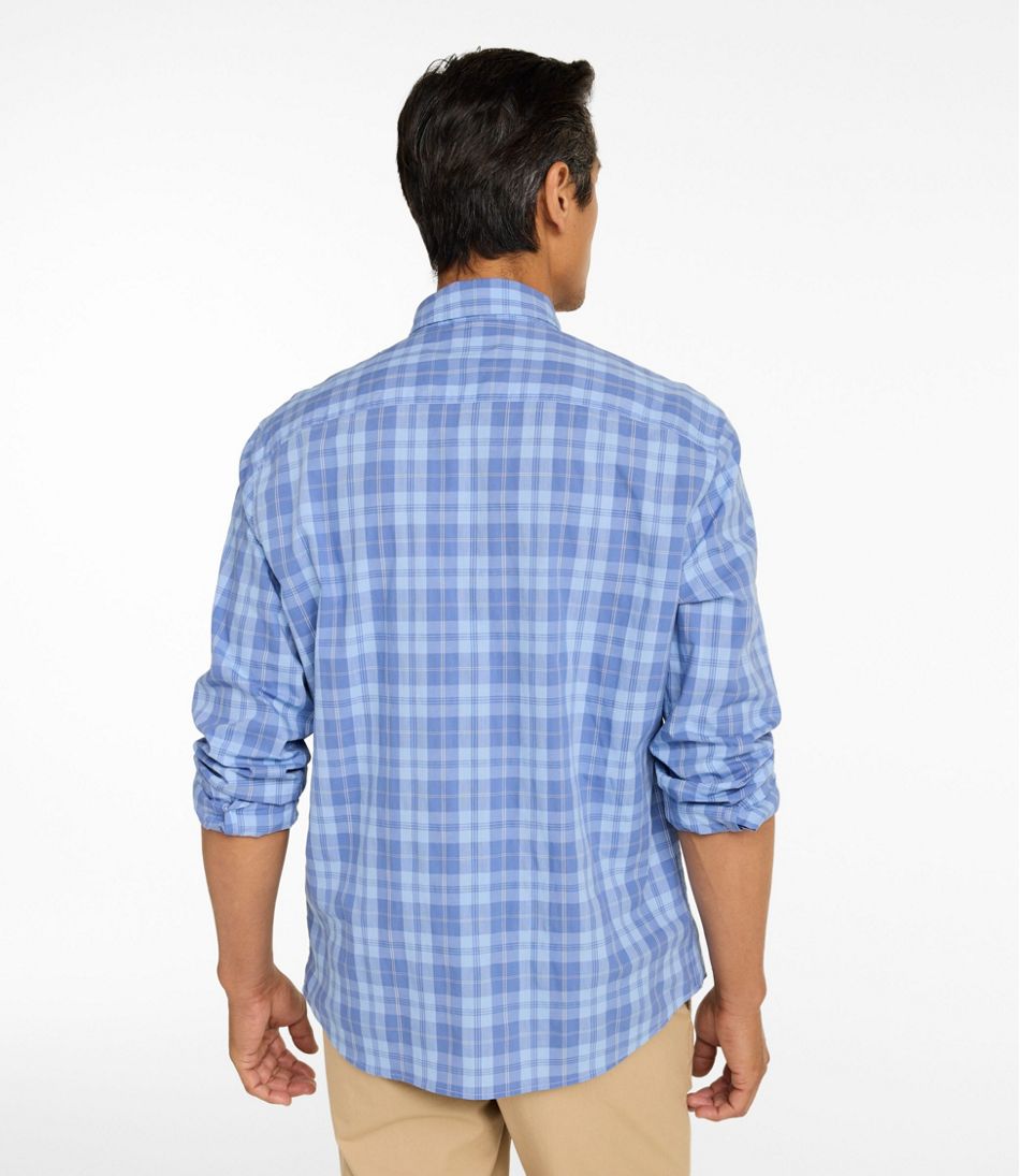 Men's Comfort Stretch Performance? Chambray Shirt, Long-Sleeve, Slightly Fitted Untucked Fit, Plaid - Image 3
