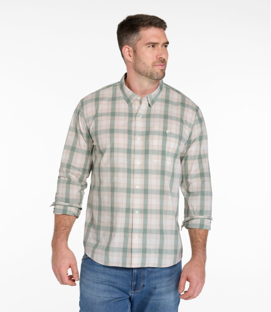 Men's Comfort Stretch Performance? Chambray Shirt, Long-Sleeve, Slightly Fitted Untucked Fit, Plaid - Image 4