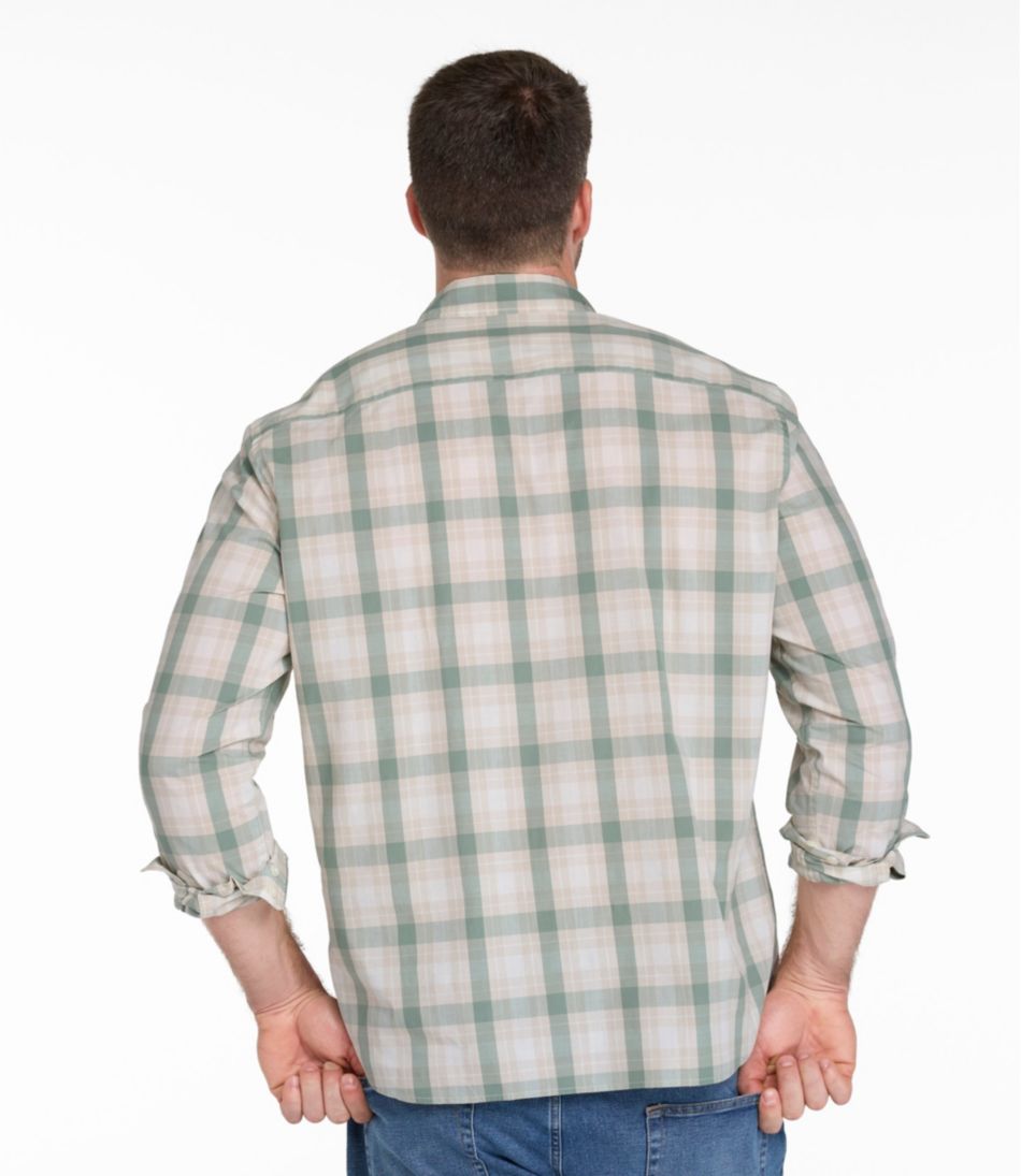 Men's Comfort Stretch Performance? Chambray Shirt, Long-Sleeve, Slightly Fitted Untucked Fit, Plaid - Image 5