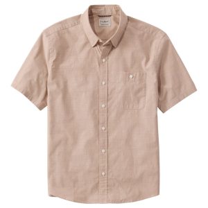 Men's Comfort Stretch Performance? Chambray Shirt, Short-Sleeve, Slightly Fitted Untucked Fit