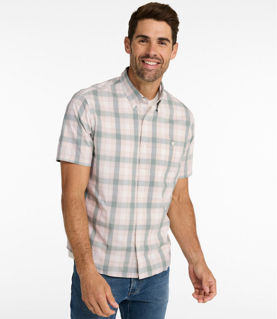 Men's Comfort Stretch Performance? Chambray Shirt, Short-Sleeve, Slightly Fitted Untucked Fit, Plaid - Image 2